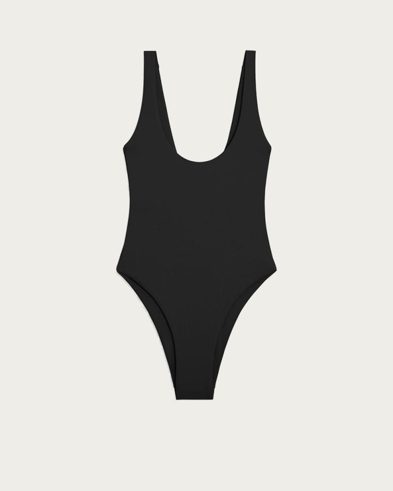 Front of a size L Scoop One Piece in Black in Black by WE WORE WHAT. | dia_product_style_image_id:334421